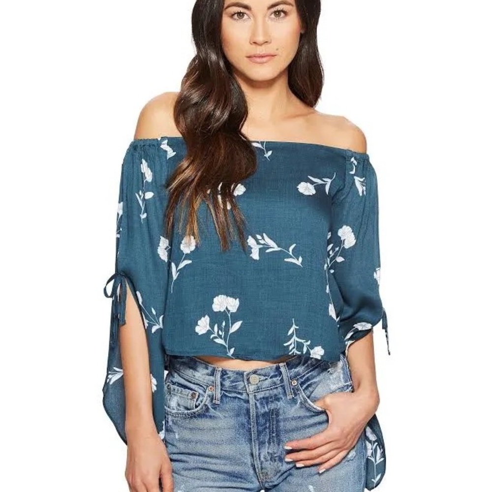 Mink pink falling blooms off shoulder top